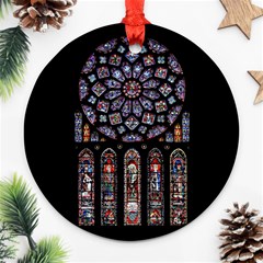 Chartres-cathedral-notre-dame-de-paris-amiens-cath-stained-glass Ornament (round) by Sudhe