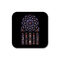 Chartres-cathedral-notre-dame-de-paris-amiens-cath-stained-glass Rubber Square Coaster (4 Pack)  by Sudhe