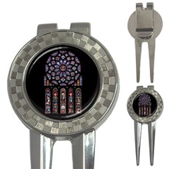 Chartres-cathedral-notre-dame-de-paris-amiens-cath-stained-glass 3-in-1 Golf Divots by Sudhe