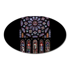 Chartres-cathedral-notre-dame-de-paris-amiens-cath-stained-glass Oval Magnet by Sudhe