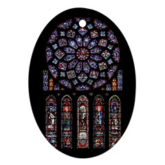 Chartres-cathedral-notre-dame-de-paris-amiens-cath-stained-glass Oval Ornament (two Sides) by Sudhe