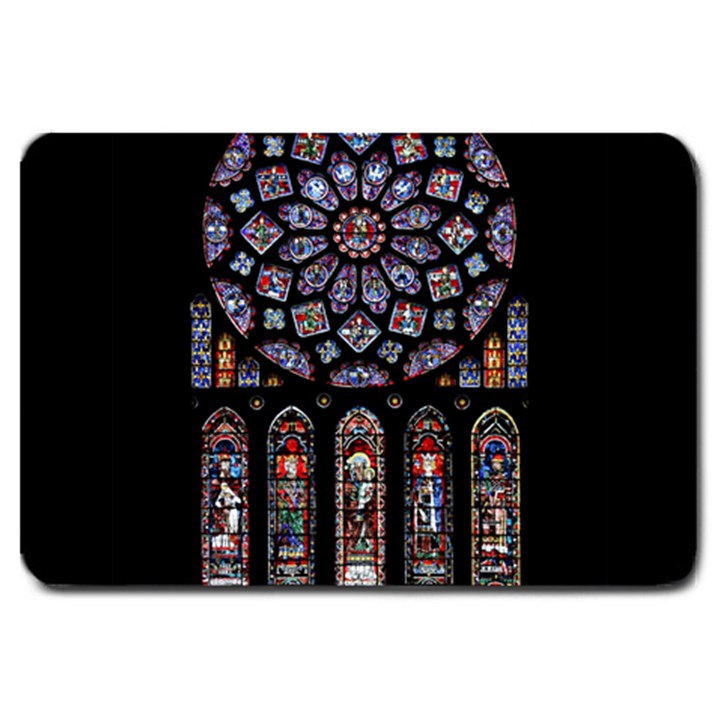 Chartres-cathedral-notre-dame-de-paris-amiens-cath-stained-glass Large Doormat 