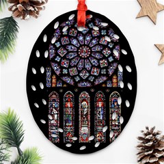 Chartres-cathedral-notre-dame-de-paris-amiens-cath-stained-glass Ornament (oval Filigree) by Sudhe