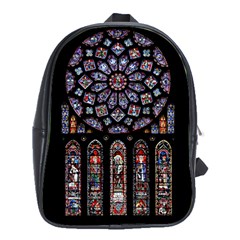 Chartres-cathedral-notre-dame-de-paris-amiens-cath-stained-glass School Bag (xl) by Sudhe