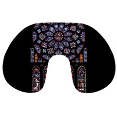 Chartres-cathedral-notre-dame-de-paris-amiens-cath-stained-glass Travel Neck Pillow by Sudhe