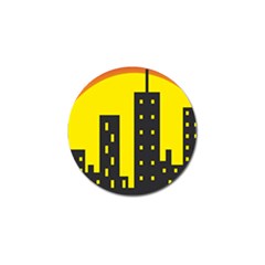 Skyline-city-building-sunset Golf Ball Marker by Sudhe