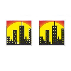 Skyline-city-building-sunset Cufflinks (square) by Sudhe