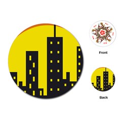 Skyline-city-building-sunset Playing Cards Single Design (round) by Sudhe