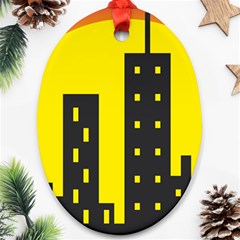 Skyline-city-building-sunset Oval Ornament (two Sides) by Sudhe