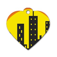 Skyline-city-building-sunset Dog Tag Heart (two Sides) by Sudhe