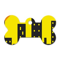 Skyline-city-building-sunset Dog Tag Bone (one Side) by Sudhe