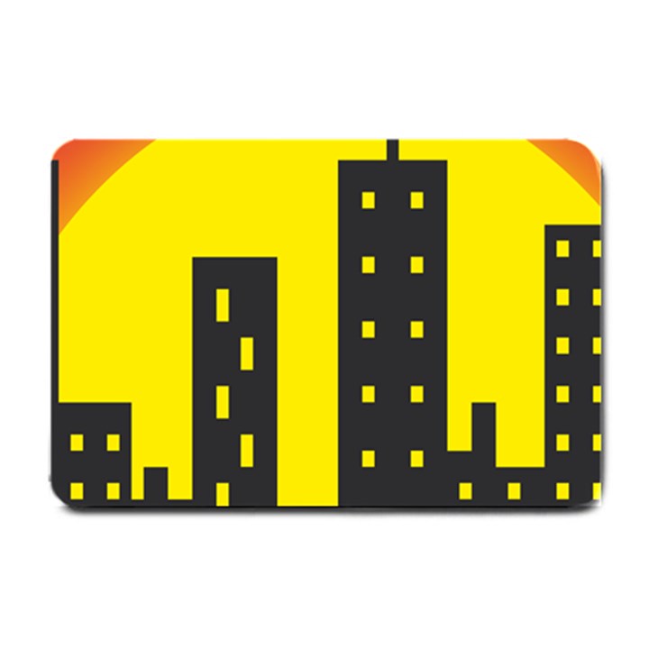 Skyline-city-building-sunset Small Doormat 