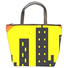 Skyline-city-building-sunset Bucket Bag by Sudhe