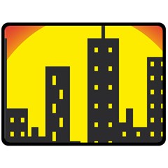 Skyline-city-building-sunset Fleece Blanket (large)  by Sudhe