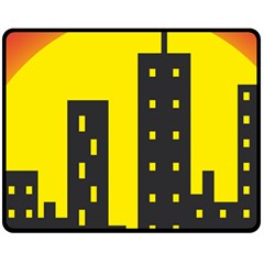 Skyline-city-building-sunset Fleece Blanket (medium)  by Sudhe