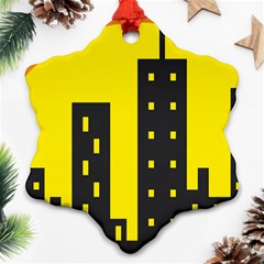 Skyline-city-building-sunset Snowflake Ornament (two Sides) by Sudhe