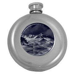 Mountain-snow-night-cold-winter Round Hip Flask (5 Oz) by Sudhe