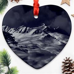 Mountain-snow-night-cold-winter Heart Ornament (two Sides) by Sudhe