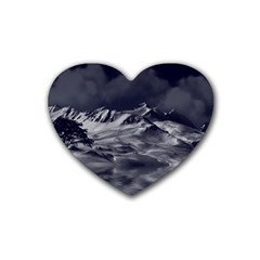 Mountain-snow-night-cold-winter Heart Coaster (4 Pack)  by Sudhe