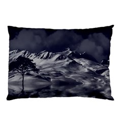 Mountain-snow-night-cold-winter Pillow Case by Sudhe