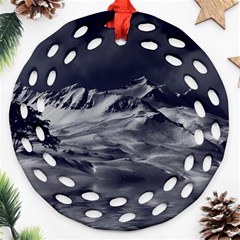 Mountain-snow-night-cold-winter Ornament (round Filigree) by Sudhe