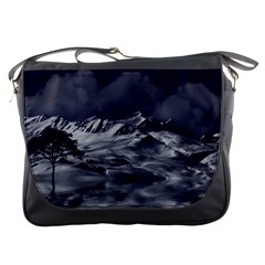 Mountain-snow-night-cold-winter Messenger Bag by Sudhe