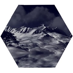 Mountain-snow-night-cold-winter Wooden Puzzle Hexagon by Sudhe