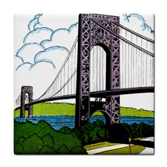 Bridge-vintage-clip-art-color Tile Coaster by Sudhe