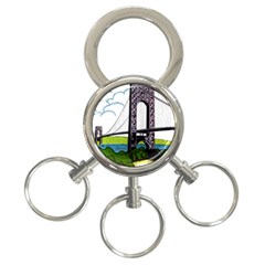 Bridge-vintage-clip-art-color 3-ring Key Chain by Sudhe