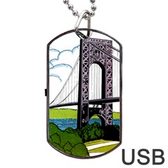 Bridge-vintage-clip-art-color Dog Tag Usb Flash (two Sides) by Sudhe