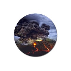 Landscape-volcano-eruption-lava Magnet 3  (round) by Sudhe