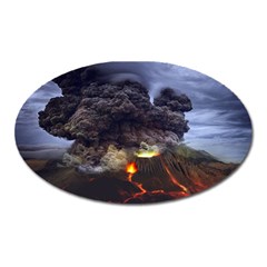 Landscape-volcano-eruption-lava Oval Magnet by Sudhe