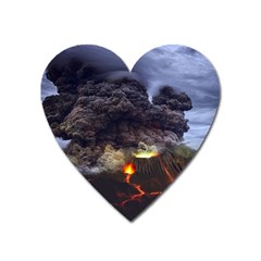 Landscape-volcano-eruption-lava Heart Magnet by Sudhe