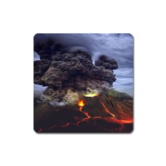 Landscape-volcano-eruption-lava Square Magnet by Sudhe