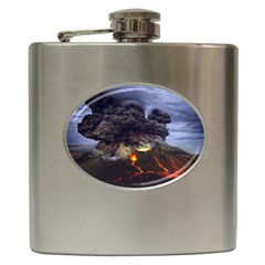 Landscape-volcano-eruption-lava Hip Flask (6 Oz) by Sudhe