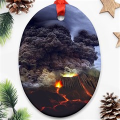 Landscape-volcano-eruption-lava Oval Ornament (two Sides) by Sudhe