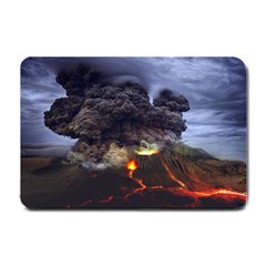 Landscape-volcano-eruption-lava Small Doormat 