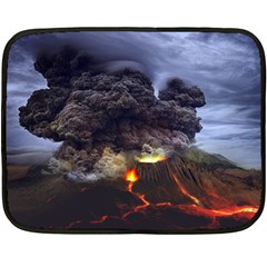 Landscape-volcano-eruption-lava Fleece Blanket (mini) by Sudhe