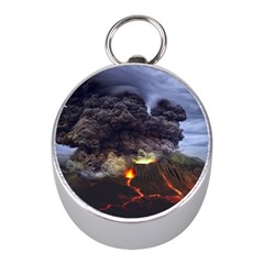 Landscape-volcano-eruption-lava Mini Silver Compasses by Sudhe