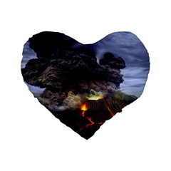 Landscape-volcano-eruption-lava Standard 16  Premium Flano Heart Shape Cushions