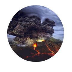 Landscape-volcano-eruption-lava Mini Round Pill Box by Sudhe