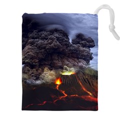 Landscape-volcano-eruption-lava Drawstring Pouch (4xl) by Sudhe