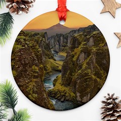 Landscape-cannon-river-mountain Ornament (Round)