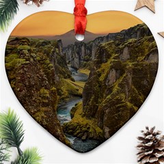 Landscape-cannon-river-mountain Ornament (Heart)