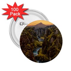 Landscape-cannon-river-mountain 2.25  Buttons (100 pack) 