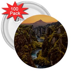 Landscape-cannon-river-mountain 3  Buttons (100 pack) 