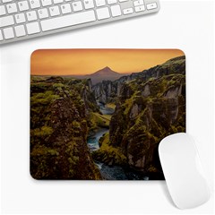 Landscape-cannon-river-mountain Large Mousepads by Sudhe