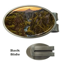 Landscape-cannon-river-mountain Money Clips (oval)  by Sudhe