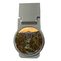 Landscape-cannon-river-mountain Money Clips (round)  by Sudhe