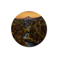 Landscape-cannon-river-mountain Rubber Coaster (Round) 